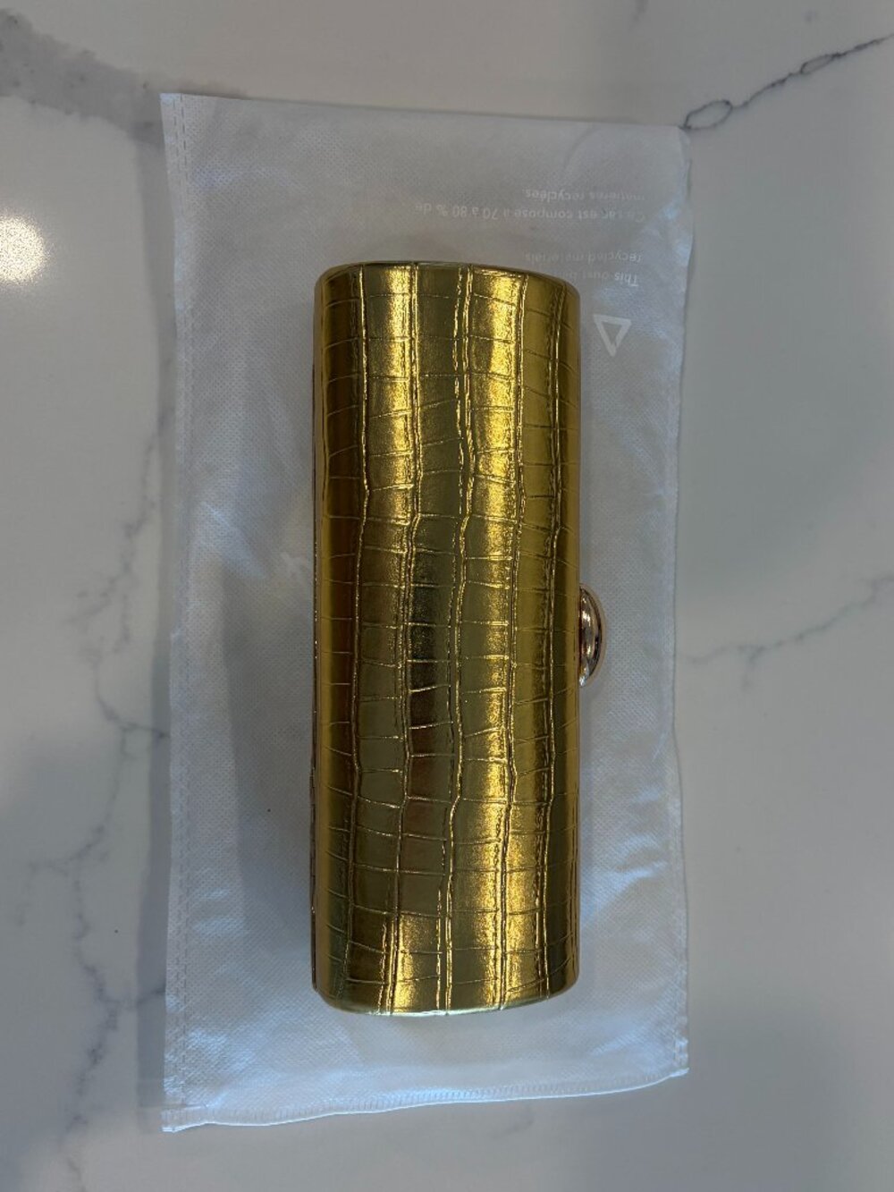 Gold Croc-Embossed Evening Clutch